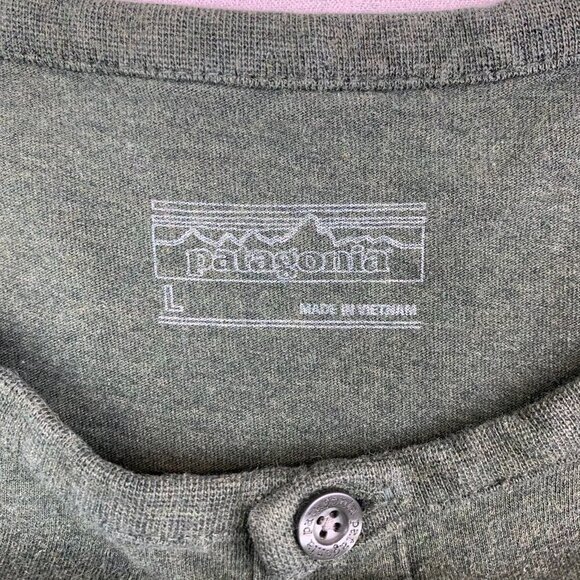 Patagonia Mens Shirt Large Green Daily Henley Long Sleeve Organic Cotton 52260 - Picture 3 of 8